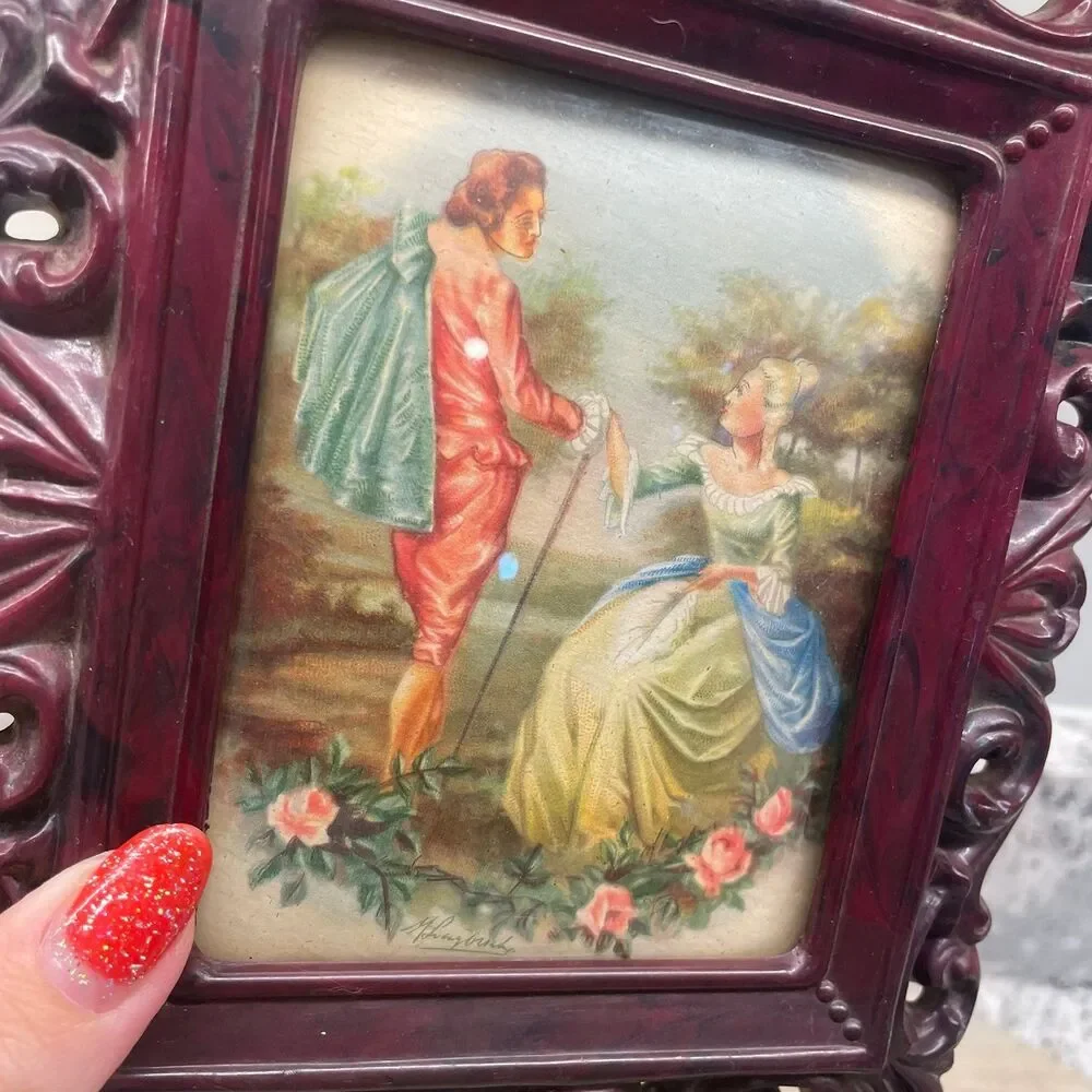 Vintage Ornate Victorian \Wall Hanging Picture Frame Scrollwork Signed Art